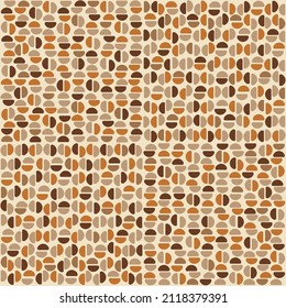 Coffee beans vector pattern. Coffee half beans pattern. Brown repeated beans coffee pattern.