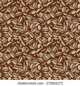 coffee beans vector seamless. Hand drawn illustration