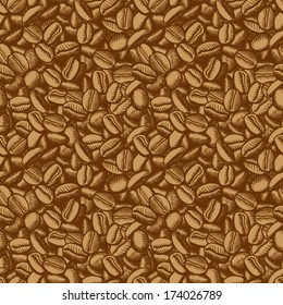 coffee beans vector seamless. Hand drawn illustration