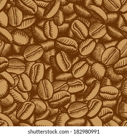 coffee beans vector seamless. Hand drawn illustration