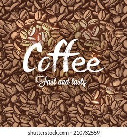 coffee beans vector seamless. Hand drawn illustration