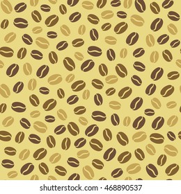 Coffee beans vector seamless pattern.