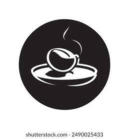 granos de café silueta de Vector logo diseño en blanco y negro 
