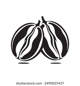 granos de café silueta de Vector logo diseño en blanco y negro 
