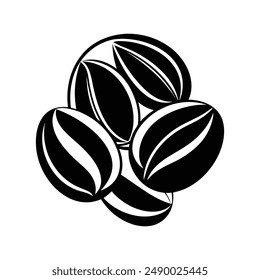 granos de café silueta de Vector logo diseño en blanco y negro 