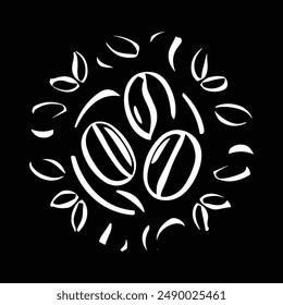 coffee beans vector silhouette icon logo design black and white 