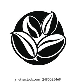 coffee beans vector silhouette icon logo design black and white 