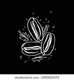 granos de café silueta de Vector logo diseño en blanco y negro 