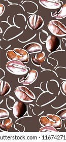 coffee beans vector sketch design seamless pattern