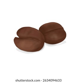 coffee beans watercolor illustration isolated on white background