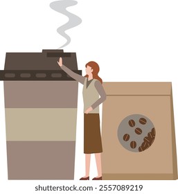 Coffee beans and woman illustration