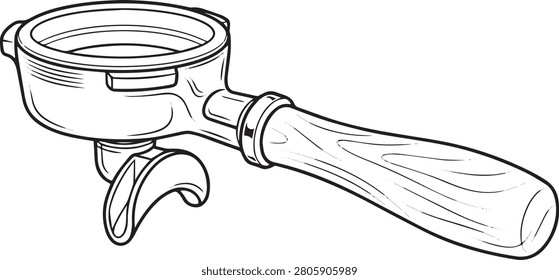 Coffee beans in wooden scoop vector illustration