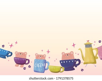 Coffee bear illustration material pattern
