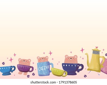 Coffee bear illustration material pattern
