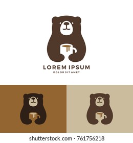 coffee bear logo hold mug vector negative space download
