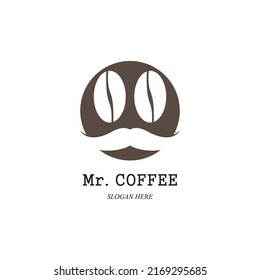 Coffee and beard Logo Template vector icon design