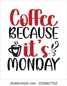 Coffee because it's Monday Inspirational and Motivational SVG design ,Inspiration design ,Motivational SVG ,SVG  bundle ,cutting file, ready to print file