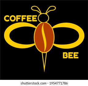 Coffee bee illustration,icon,Hector depict combination coffe and bee suitable for t-shirt,cafe,business,etc