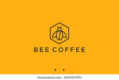 coffee with bee logo design vector silhouette illustration