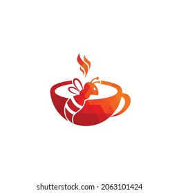 Coffee bee logo inspiration. Cafe or drink design template.