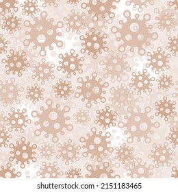 Coffee beige formations are located chaotically. Biological military virus seamless pattern background. Pandemic concept desert camouflage for Soldier and Hunter masking camo print texture