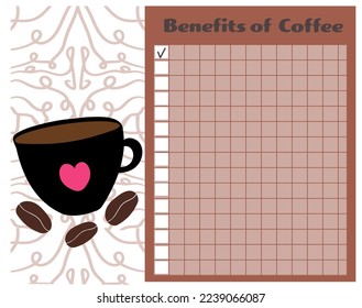 Coffee benefits vector illustration template