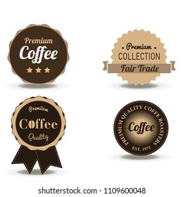 Coffee beverage badge and label vector flat logo vintage symbol cafe