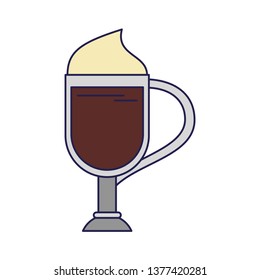Coffee beverage cold and sweet isolated blue lines