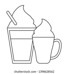 Coffee beverage concept in black and white
