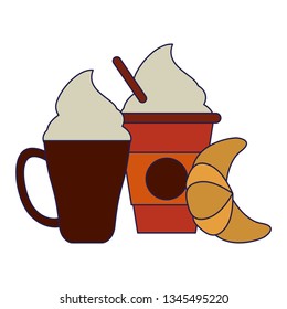 Coffee beverage concept blue lines