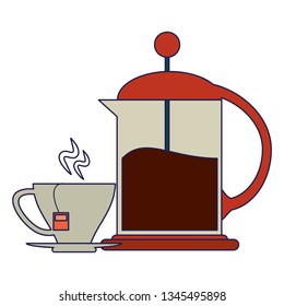 Coffee beverage concept blue lines