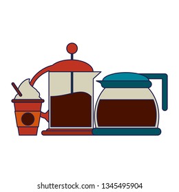 Coffee beverage concept blue lines