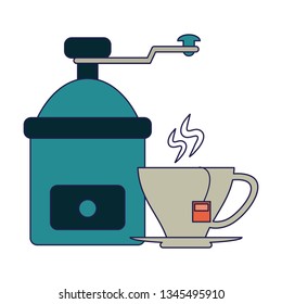Coffee beverage concept blue lines