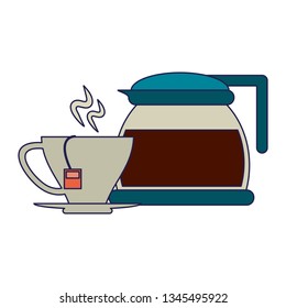 Coffee beverage concept blue lines
