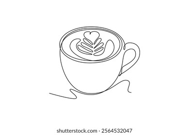 Coffee beverage Concept. Single line draw design vector graphic illustration.