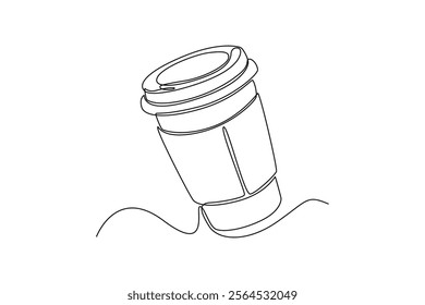 Coffee beverage Concept. Single line draw design vector graphic illustration.