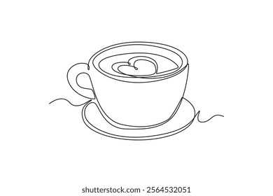 Coffee beverage Concept. Single line draw design vector graphic illustration.