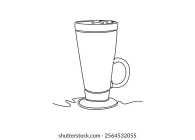 Coffee beverage Concept. Single line draw design vector graphic illustration.