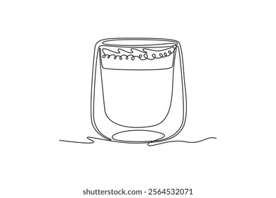 Coffee beverage Concept. Single line draw design vector graphic illustration.