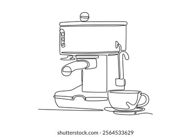 Coffee beverage Concept. Single line draw design vector graphic illustration.