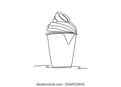 Coffee beverage Concept. Single line draw design vector graphic illustration.
