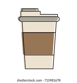 coffee beverage in disposable cup icon image 