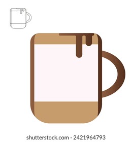 coffee beverage. Espresso, americano cup, cappuccino and latte in paper mug, iced macchiato in glass. Flat vector illustrations isolated on white background