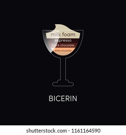 Coffee Bicerin menu cup concept infographic. Vector illustration