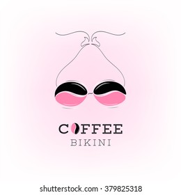 Coffee bikini beach logo poster vector illustration. Cool print design for t-shirts.  