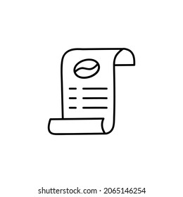 coffee Bill icon  in flat black line style, isolated on white 