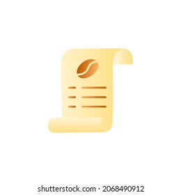 icono de la factura de café en color degradado, aislado en blanco 