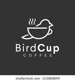 Coffee Bird Logo with cup mug Design Inspiration Stock Vector