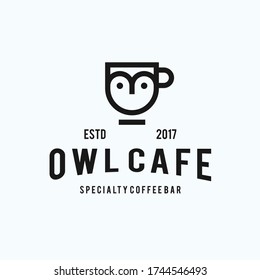 coffee bird logo design combination with coffee cup and owl vector illustration on white background