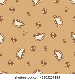 Coffee and biscuit bakery doodle pattern